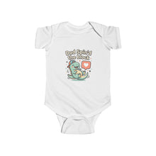 Load image into Gallery viewer, “Dad Spin’d the Block” Dinosaur Infant Bodysuit | Cute Cartoon Dino Onesie
